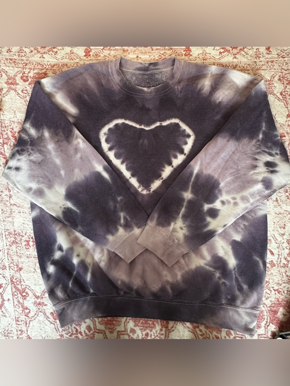 Urban Outfitters Trendy Purple and Tie-Dye Heart Sweatshirt
